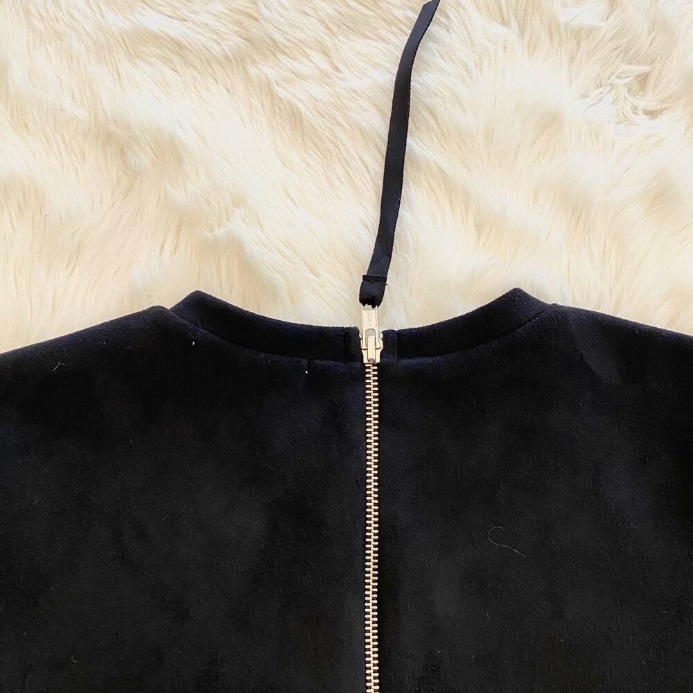 Zara Vegan Suede Black Short Sleeve Top Small - Picture 4 of 7